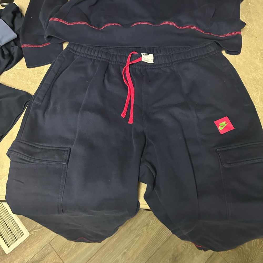 Nike Navy Sweatpants with Red Accents